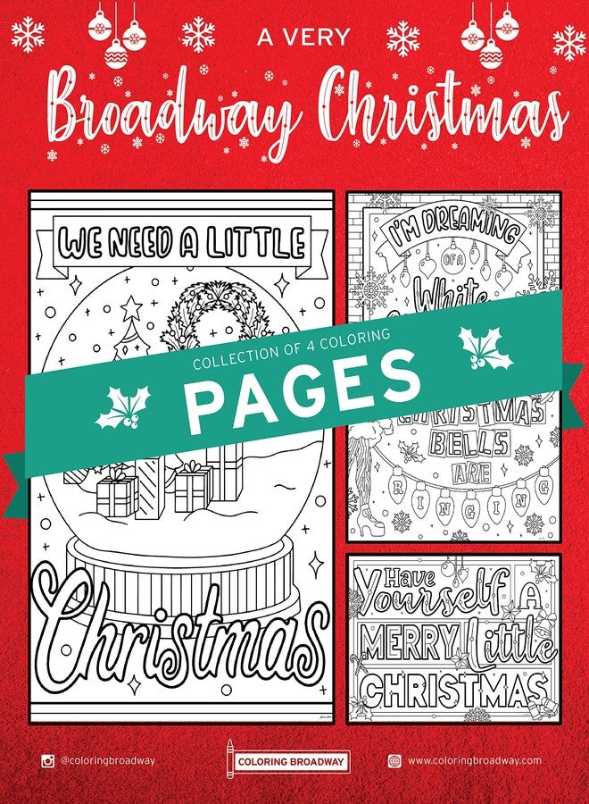Coloring Broadway - A Very Broadway Christmas Coloring Pages (Set of 4), Broadway Musical Merchandise, Printed on Matte Card Stock (8 1/2” x 11”), Ideal Gift for a Broadway Theater Lover - Image 1
