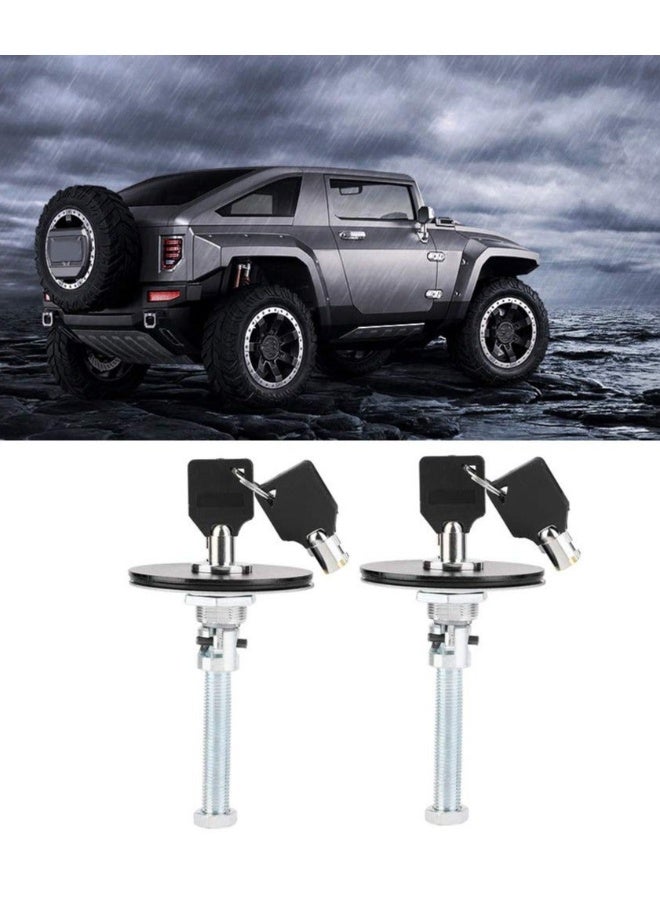 Aluminum alloy Hood Lock, Car Universal Engine Hood Cover Lock Key Pin Kit Safety Latch Pin(2PCS Black) - Image 1