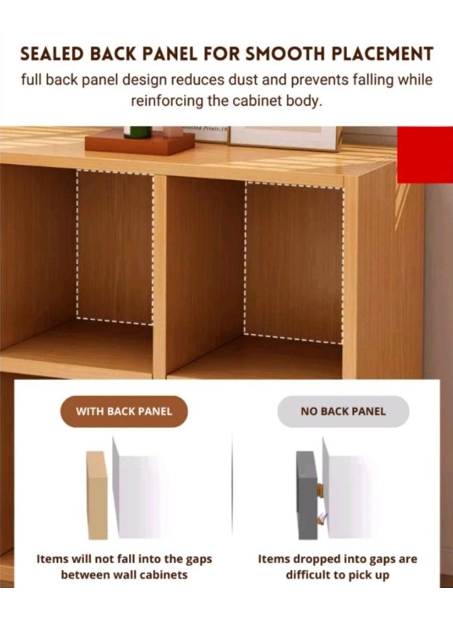 fashionhome - Multipurpose Use Floor Standing Storage Cabinet Multi Layers Bookcase Storage Organizer Display Rack with 4 Drawers and 2 Door Cabinets for Living Room Home Office 120x30x64 cm - Image 1