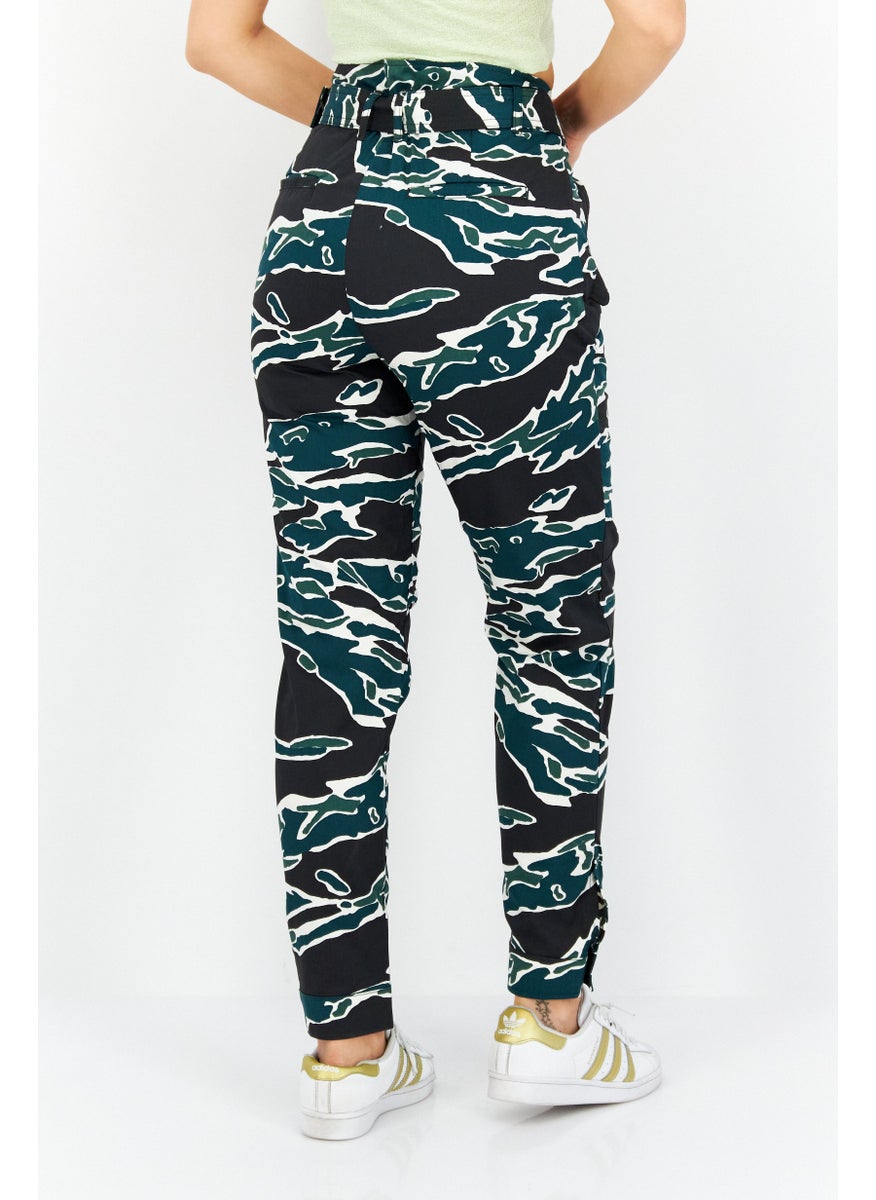 G-Star RAW - Women Allover Print Belted Pants, Green - Image 1