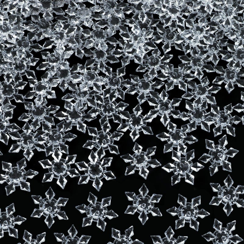 BOARDFEB 240Pcs Winter Acrylic Snowflake Ornaments, 3D Translucent Snowflake Crystals Gems Christmas Xmas Pendant Beads DIY Crafts for Vase Filler Party Wedding Arts Crafts Decoration (Clear) - Image 1