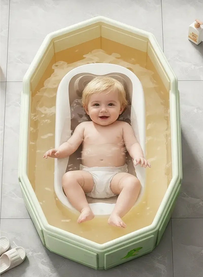 WALALLA Foldable Portable Baby Bathtub with Elevated Ergonomic Backrest - Foldable Cute Dinosaur-Themed, BPA-Free Anti-Slip Spacious Toddler Bath Tub for 0-8 Years Old Infants & Kids - Image 4