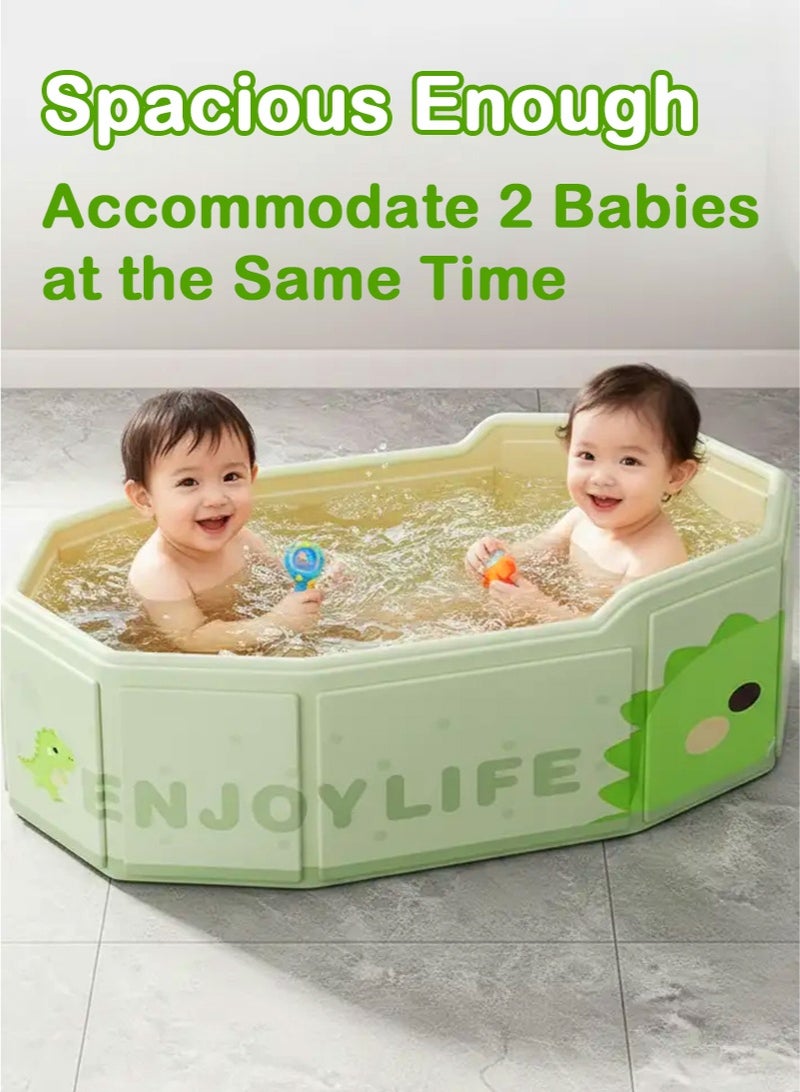 WALALLA Foldable Portable Baby Bathtub with Elevated Ergonomic Backrest - Foldable Cute Dinosaur-Themed, BPA-Free Anti-Slip Spacious Toddler Bath Tub for 0-8 Years Old Infants & Kids - Image 2
