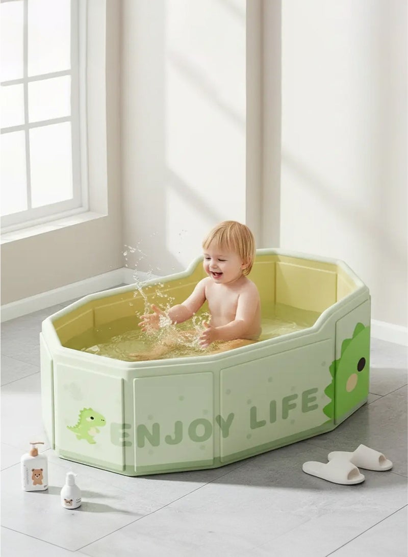 WALALLA Foldable Portable Baby Bathtub with Elevated Ergonomic Backrest - Foldable Cute Dinosaur-Themed, BPA-Free Anti-Slip Spacious Toddler Bath Tub for 0-8 Years Old Infants & Kids - Image 1