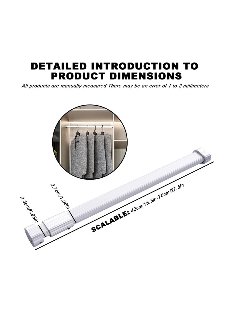 Extendable Clothes Rail Pole, 2 Pack Wardrobe Rail Extendable, Wardrobe Rails Extendable Set, Adjustable Wardrobe Rail, Hanging Rails for Clothes for Wardrobe Cabinet Cupboard (42cm to 65cm) - Image 3