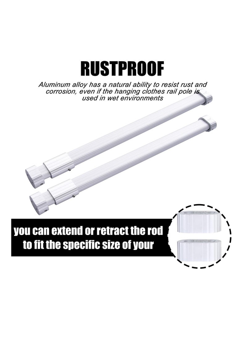 Extendable Clothes Rail Pole, 2 Pack Wardrobe Rail Extendable, Wardrobe Rails Extendable Set, Adjustable Wardrobe Rail, Hanging Rails for Clothes for Wardrobe Cabinet Cupboard (42cm to 65cm) - Image 2