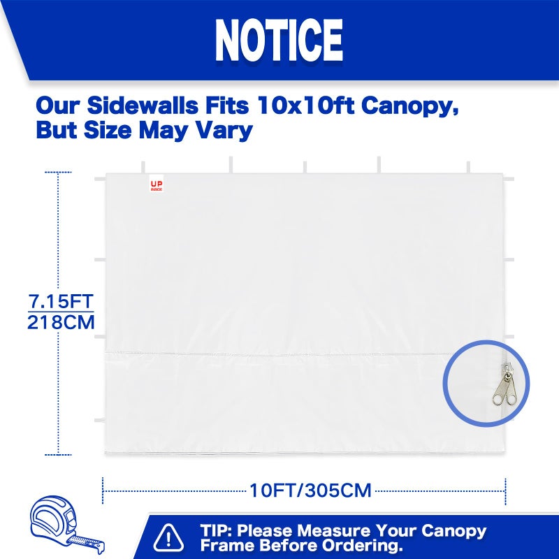 Fanpat Instant Canopy Tent Sidewalls for 10x10 Pop Up Canopy 210D Waterproof,4 Piece Sidewalls, with Doors,White(4PCS Sidewalls Only, Canopy Tent NOT Included) - Image 2