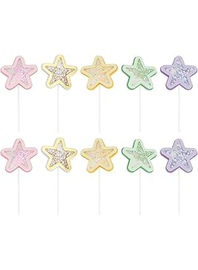 Glitter Star Cake Toppers 12Pcs Birthday Party Decor Insert Cards for Cupcakes - Image 1