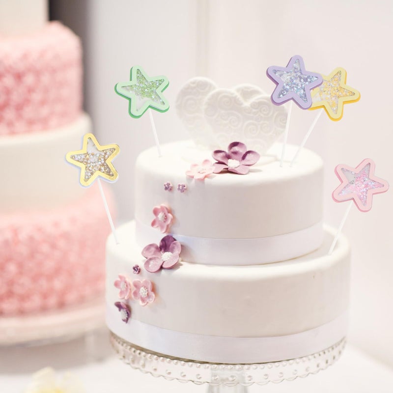 Glitter Star Cake Toppers 12Pcs Birthday Party Decor Insert Cards for Cupcakes - Image 5