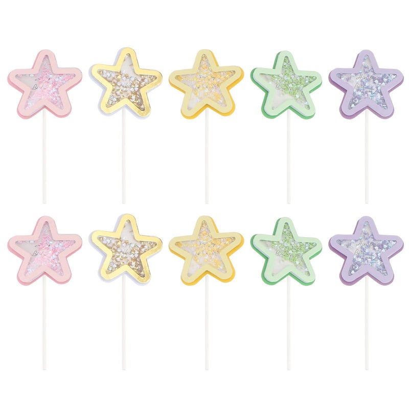 Glitter Star Cake Toppers 12Pcs Birthday Party Decor Insert Cards for Cupcakes - Image 2