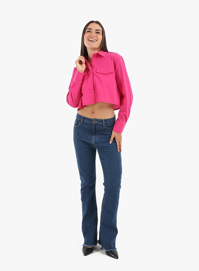 Carina fuchsia-casual-cropped-shirt