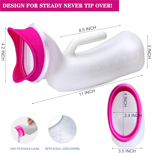 YSYONM Urinals for Women and Men Portable Unisex Urinal Bottle 1000ml Female Urination Device Pee Bottles for Emergency Travel Car Camping Hospital Elderly Incontinence - Image 3