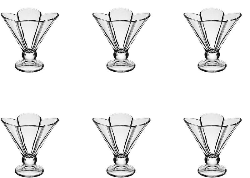 SHEING 6 Pack Glass Ice Cream Bowls Large Glass Dessert Bowls Vintage Footed Sundae Cups Ice Cream Cups for Dessert Sundae Trifle Fruit Salad Snack Cocktail 150ml - Image 1