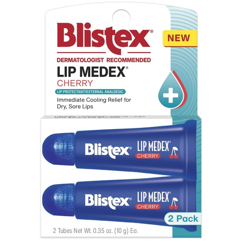 Blistex Cherry Lip Medex 2 Count 035 oz Each Advanced Hydration Medicated Relief with Cooling Soothes and Protects Restores Healthy Moisture Balance to Lips 1 Pack