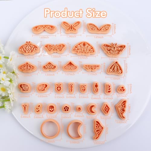 Puocaon Moth Polymer Clay Cutters - 31 Pcs Cutters for Earrings & Jewelry, Retro Butterfly & Luna Moth Designs - Image 4