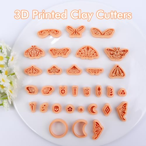 Puocaon Moth Polymer Clay Cutters - 31 Pcs Cutters for Earrings & Jewelry, Retro Butterfly & Luna Moth Designs - Image 2