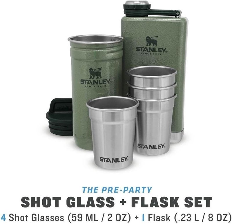 Stanley Adventure Gift Box Shot EU Flask and Glasses Set - Hammertone Green - Image 3