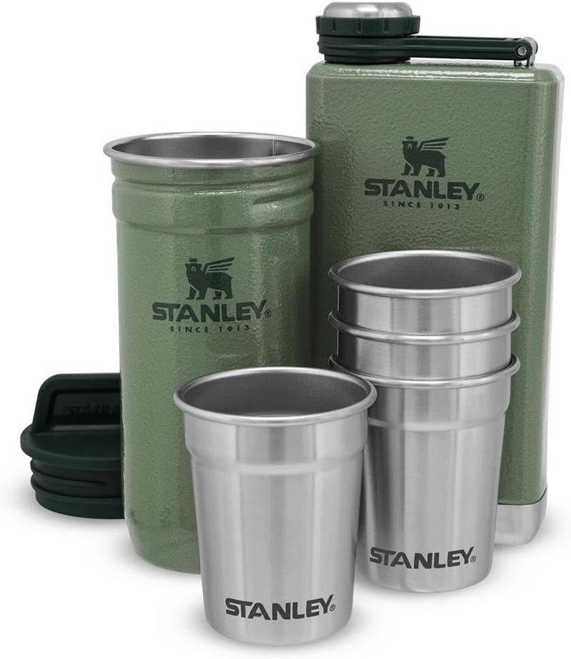 Stanley Adventure Gift Box Shot EU Flask and Glasses Set - Hammertone Green - Image 1