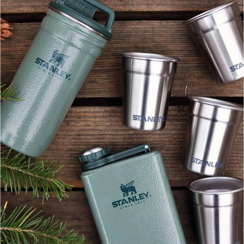 Stanley Adventure Gift Box Shot EU Flask and Glasses Set - Hammertone Green - Image 2