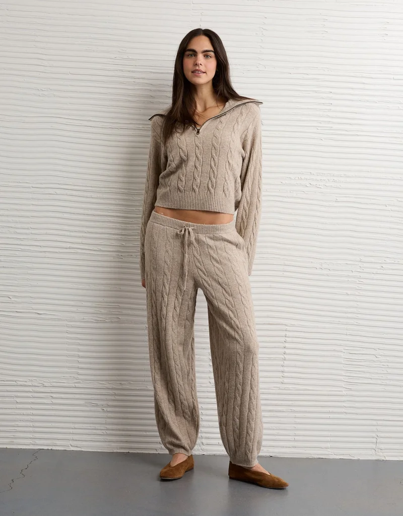 American Eagle  AE High-Waisted Cable Knit Jogger for Women | Best Price UAE