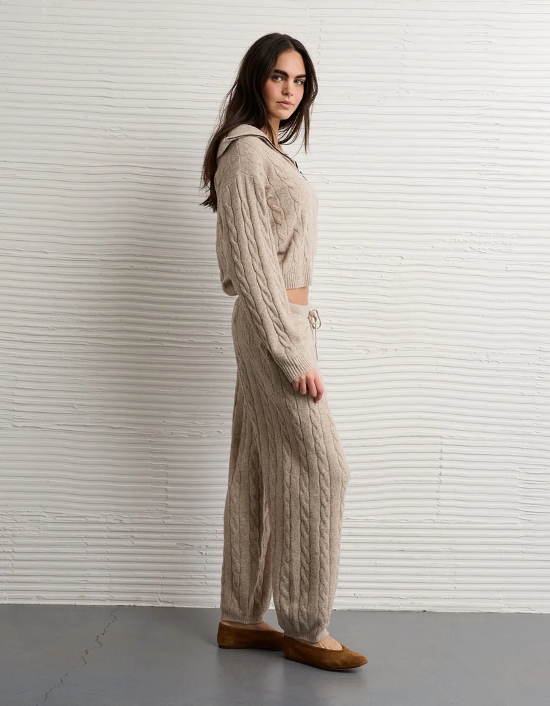 American Eagle  AE High-Waisted Cable Knit Jogger for Women | Best Price UAE