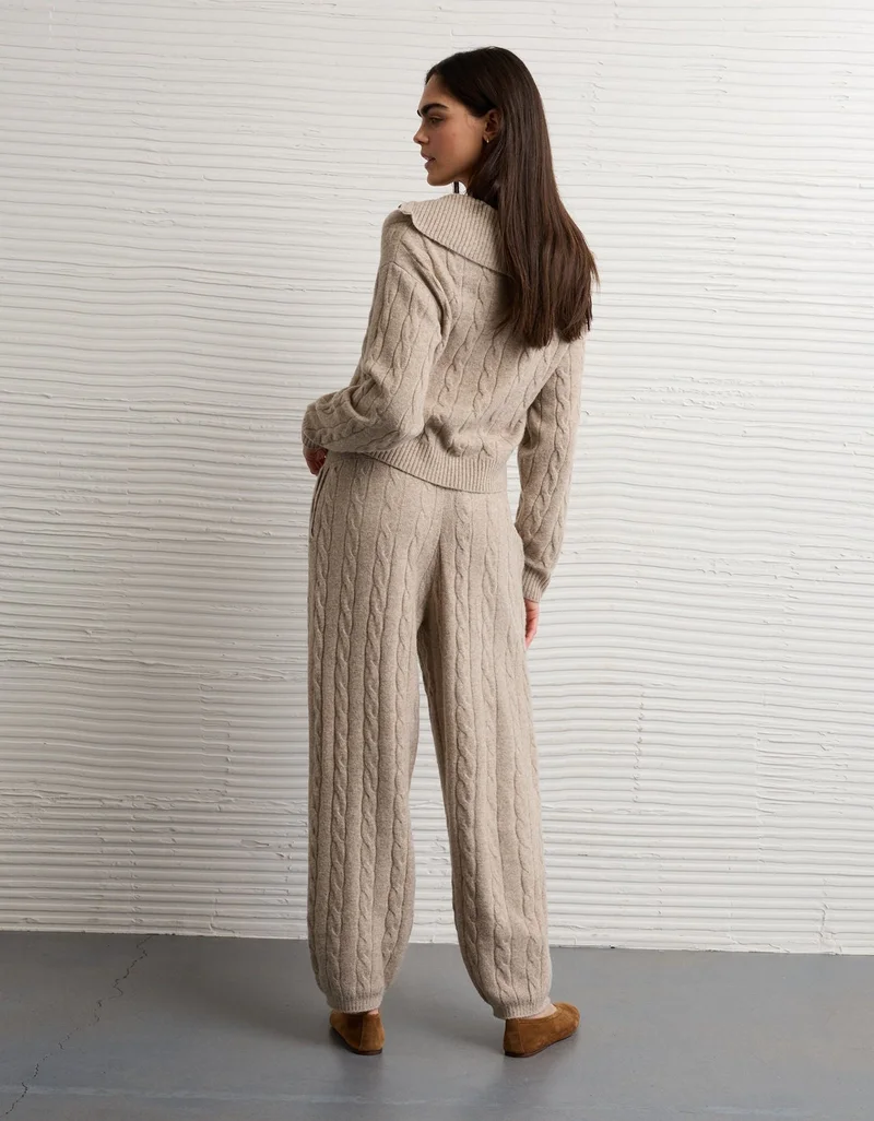 American Eagle  AE High-Waisted Cable Knit Jogger for Women | Best Price UAE