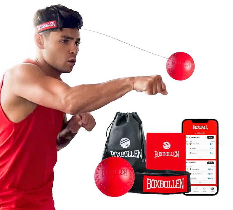 Boxbollen Original with App, Used by Celebrities - MMA Gear Boxing Ball - Boxing Reflex Ball with Adjustable Strap - Interactive The Boxball App Integration - Stocking Stuffer Ideas - 1 Pack - Image 1