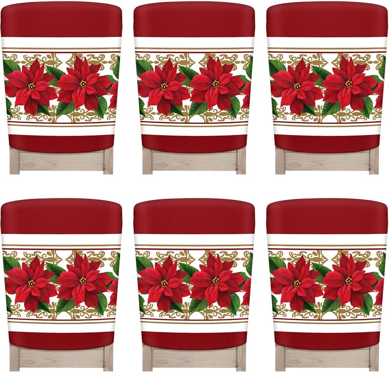 Yinder 6 Pcs Christmas Chair Back Covers Xmas Holiday Chair Covers for Dining Room Kitchen Hotel Wedding Ceremony Party DecorFloral - Image 1