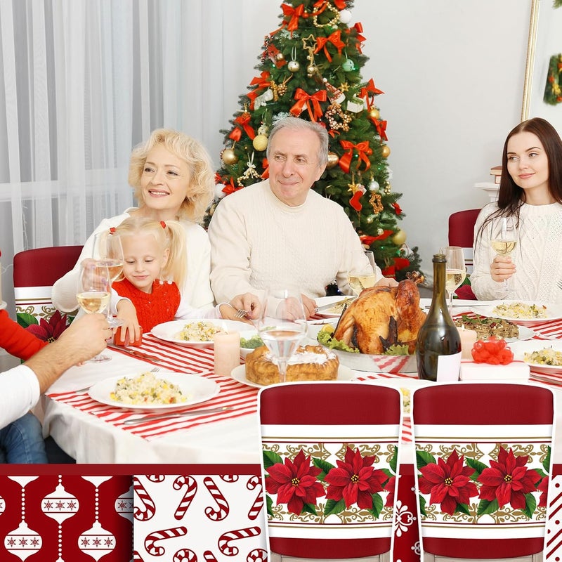 Yinder 6 Pcs Christmas Chair Back Covers Xmas Holiday Chair Covers for Dining Room Kitchen Hotel Wedding Ceremony Party DecorFloral - Image 4