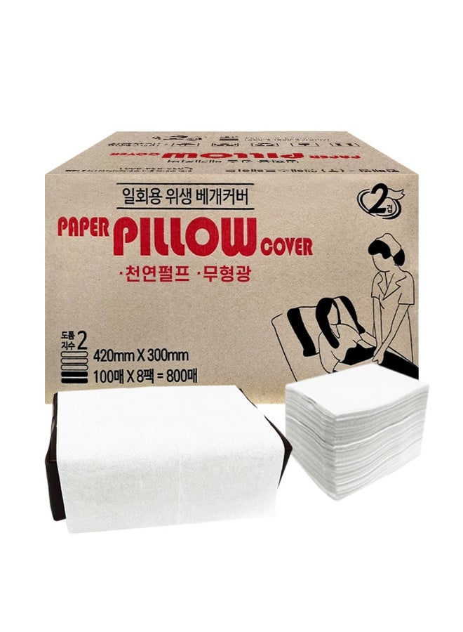 أغطية وسائد تستخدم لمرة واحدة (800 ورقة) - لب طبيعي، ملاءة صحية خالية من الفلورسنت للسبا والمنزل