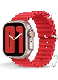 Cosmostech Compatible for Smart Watch Watch 42MM 44MM 45MM 49MM 1/2/3/4/5/6/se/7/8/ultra Smart Watch Silicone Band and Strap Red  - Image 1