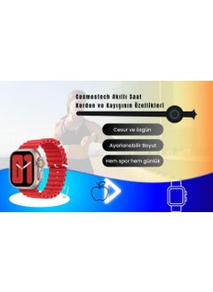 Cosmostech Compatible for Smart Watch Watch 42MM 44MM 45MM 49MM 1/2/3/4/5/6/se/7/8/ultra Smart Watch Silicone Band and Strap Red  - Image 3