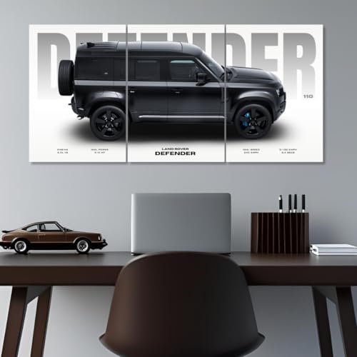 Funk You Store Defender Poster Split Design Car Posters | 3 A3 Sized Car Posters for Wall | Large Size (89 x 42 cm) Range Rover Poster for Wall | Supercar | Land Rover Defender (B_003) - Image 1