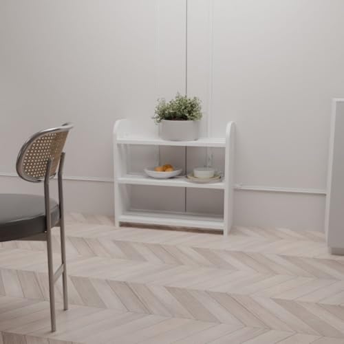 flux Elegance Three-Tier Shoe Rack White 50x20x50 cm Particle Board with Laminate Finish Multipurpose Storage Organizer Durable Wooden Shelf for Shoes Home Office - Image 3