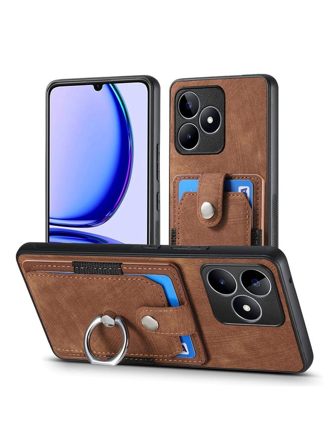 اس-توب جراب هاتف Realme C35 4G بتصميم كلاسيكي مع حلقة ومحفظة وبطاقة - Image 2