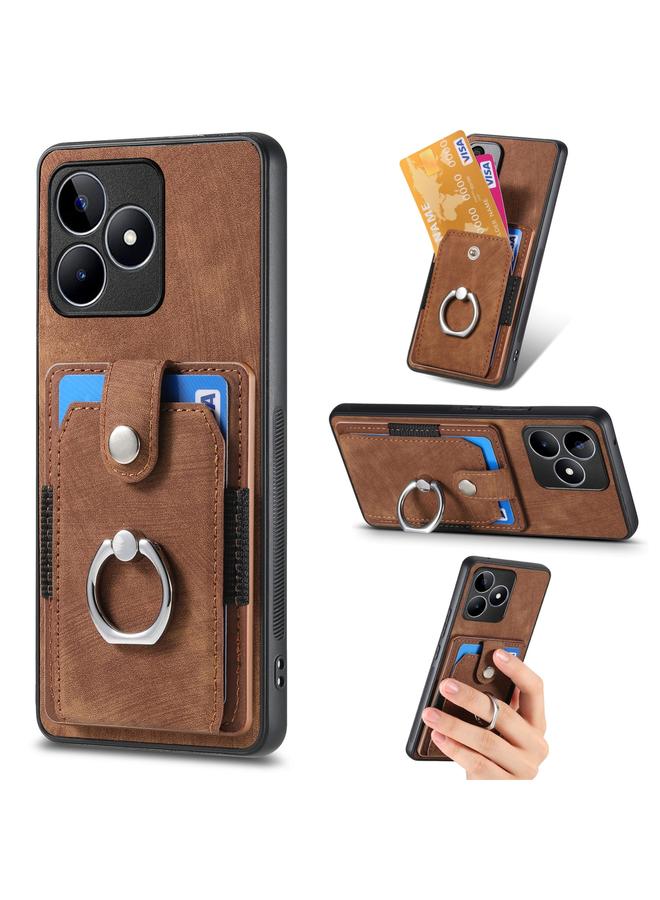 اس-توب جراب هاتف Realme C35 4G بتصميم كلاسيكي مع حلقة ومحفظة وبطاقة - Image 1