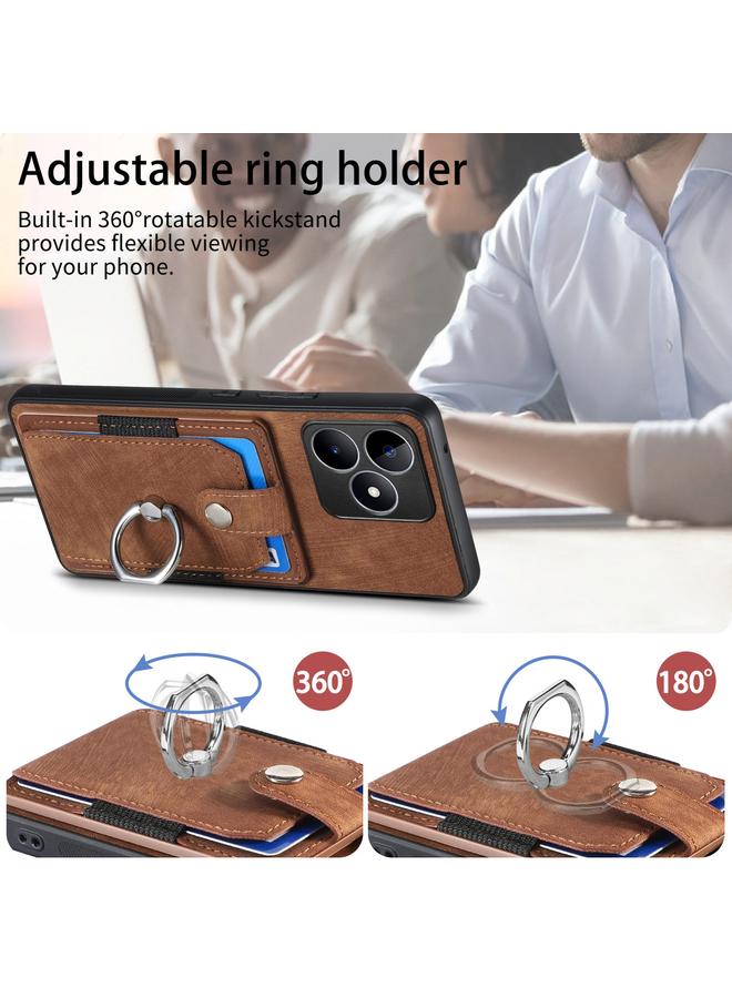 اس-توب جراب هاتف Realme C35 4G بتصميم كلاسيكي مع حلقة ومحفظة وبطاقة - Image 5