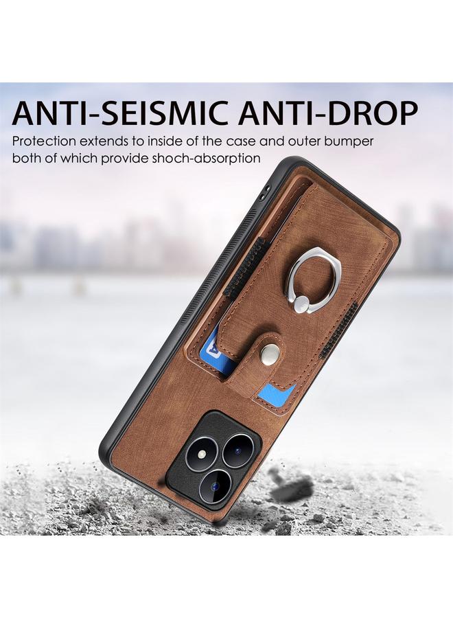 اس-توب جراب هاتف Realme C35 4G بتصميم كلاسيكي مع حلقة ومحفظة وبطاقة - Image 3