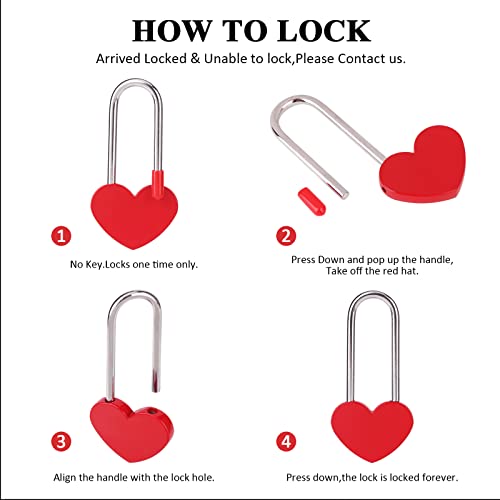 VeYocilk 3.5" 50mm Love Lock Heart Padlock,Red Single Heart Wish Lock for Lovers Wedding,Valentines,Anniversary,Travel, Valentines Day, Bridge(NO Key) - Image 3
