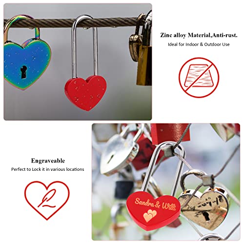 VeYocilk 3.5" 50mm Love Lock Heart Padlock,Red Single Heart Wish Lock for Lovers Wedding,Valentines,Anniversary,Travel, Valentines Day, Bridge(NO Key) - Image 5