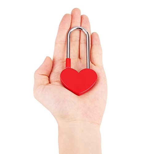 VeYocilk 3.5" 50mm Love Lock Heart Padlock,Red Single Heart Wish Lock for Lovers Wedding,Valentines,Anniversary,Travel, Valentines Day, Bridge(NO Key) - Image 4