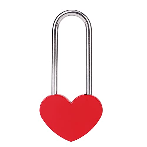 VeYocilk 3.5" 50mm Love Lock Heart Padlock,Red Single Heart Wish Lock for Lovers Wedding,Valentines,Anniversary,Travel, Valentines Day, Bridge(NO Key) - Image 1
