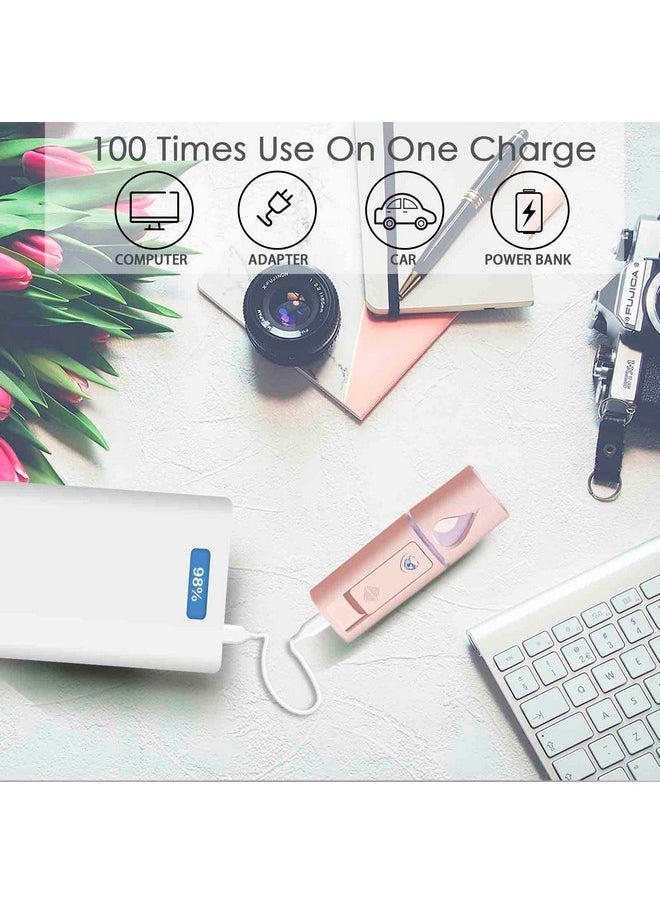 GIVERARE - Nano Facial Steamer Handy Mini Mister With Mirror Usb Rechargeable Mist Sprayer Visual Water Tank Moisturizing&Hydrating For Face Makeup Skin Care Eyelash Extensionspink - Image 1