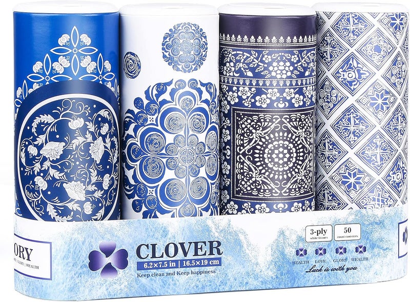 ã‚¯ãƒ­ãƒãƒ¼(Clover) Car Round Canned Tissue Box Cup Holder Facial Tissues,Cylinder Tube Face Towel,4 Canister 3-Ply Car Napkins for Travel Tissue Bulk Fit、Home、Office、School by - Image 1