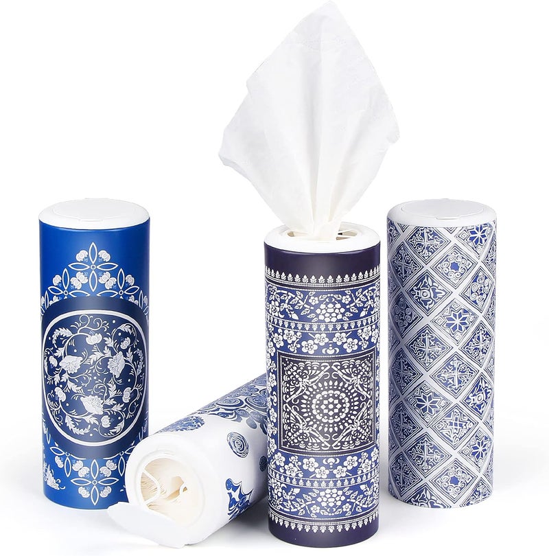 ã‚¯ãƒ­ãƒãƒ¼(Clover) Car Round Canned Tissue Box Cup Holder Facial Tissues,Cylinder Tube Face Towel,4 Canister 3-Ply Car Napkins for Travel Tissue Bulk Fit、Home、Office、School by - Image 2