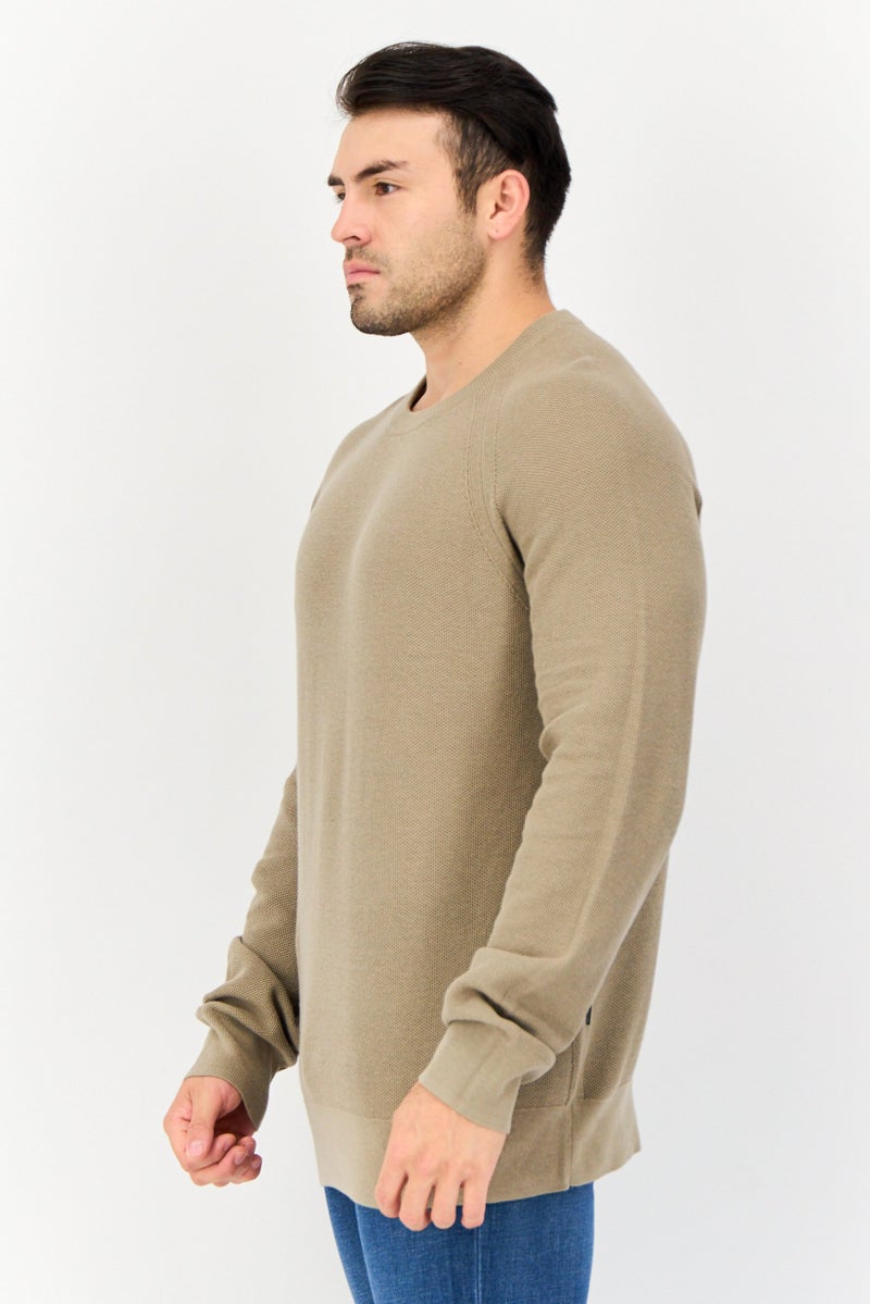 DOCKERS Men Crew Neck Textured Long Sleeve Sweatshirt, Olive  - Image 2