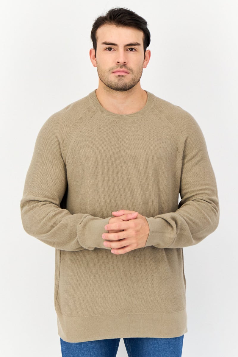 DOCKERS Men Crew Neck Textured Long Sleeve Sweatshirt, Olive  - Image 1