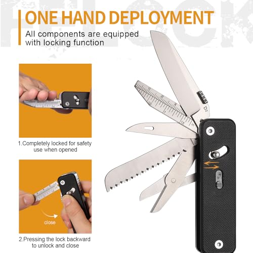 ROXON S503G 9 in 1 Mini Multi Tool EDC Pocket Knife Multitool with G10 Handle,Scissors,Screwdriver,Threader,Awl, Flat Screwdriver,Ruler,Tweezers for Outdoors Fishing Camping,Gifts for Men - Image 3