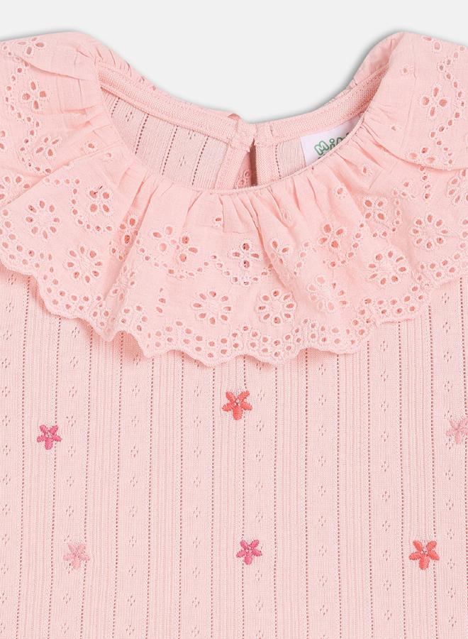 MINIKLUB Girls Embroidered Knit Top with Ruffle Collar - Image 3