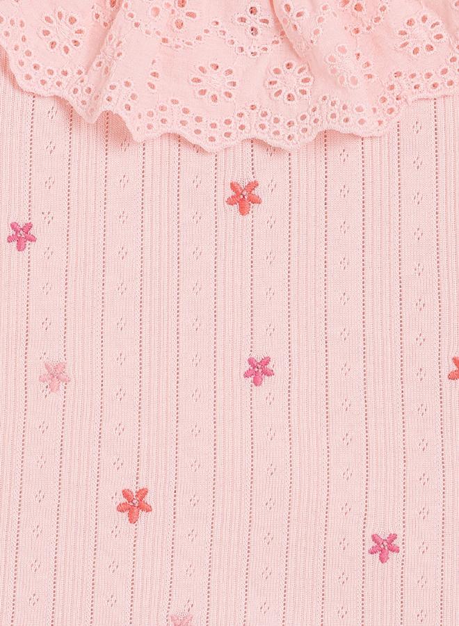 MINIKLUB Girls Embroidered Knit Top with Ruffle Collar - Image 4